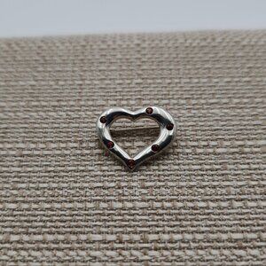 Sterling Silver Garnet Gems Heart Love Pin Brooch A3328